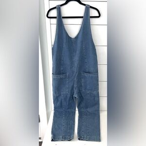 Happily Grey Blue Denim Overalls Jumpsuit (Free People High Roller Style)